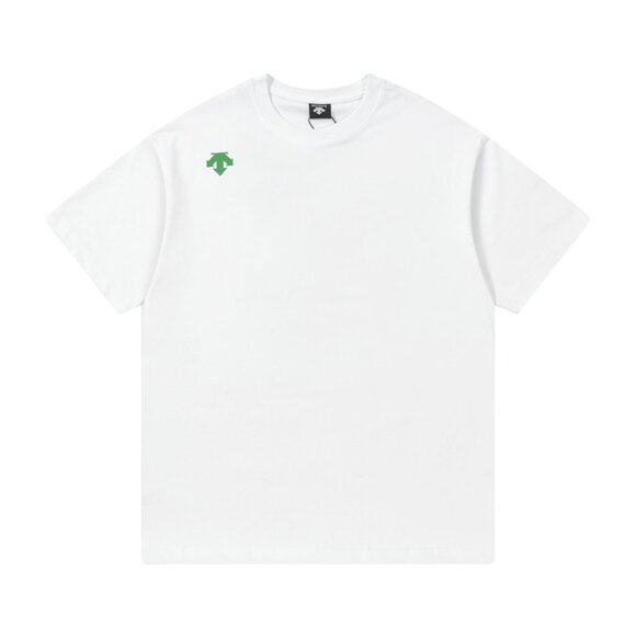 Descente Simple Green Logo White Short-Sleeved T-Shirt